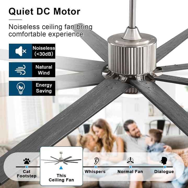 76 inch Smart App Controlled DC Motor Ceiling Fan with Light, Dimmable 3 - Color LED, 6 - Speed, Reversible, Remote, Timer, for Large Room - Tenko Co., Ltd.