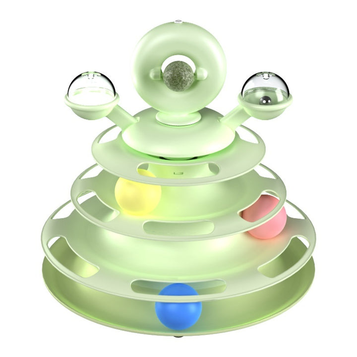 4 Levels Cat Toy Tower Turntable Roller Balls Toys Interactive Intelligence Pets Toys Training Track Puzzle Funny Games Accessories Pet Products Tenko Store