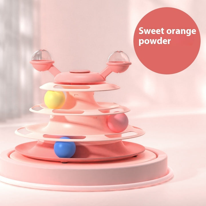 4 Levels Cat Toy Tower Turntable Roller Balls Toys Interactive Intelligence Pets Toys Training Track Puzzle Funny Games Accessories Pet Products Tenko Store