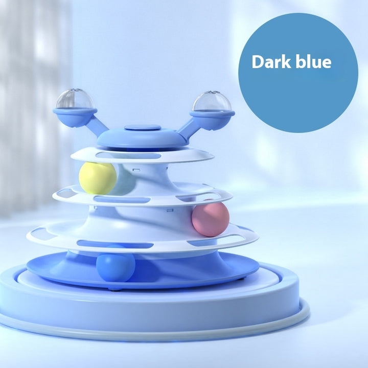 4 Levels Cat Toy Tower Turntable Roller Balls Toys Interactive Intelligence Pets Toys Training Track Puzzle Funny Games Accessories Pet Products Tenko Store