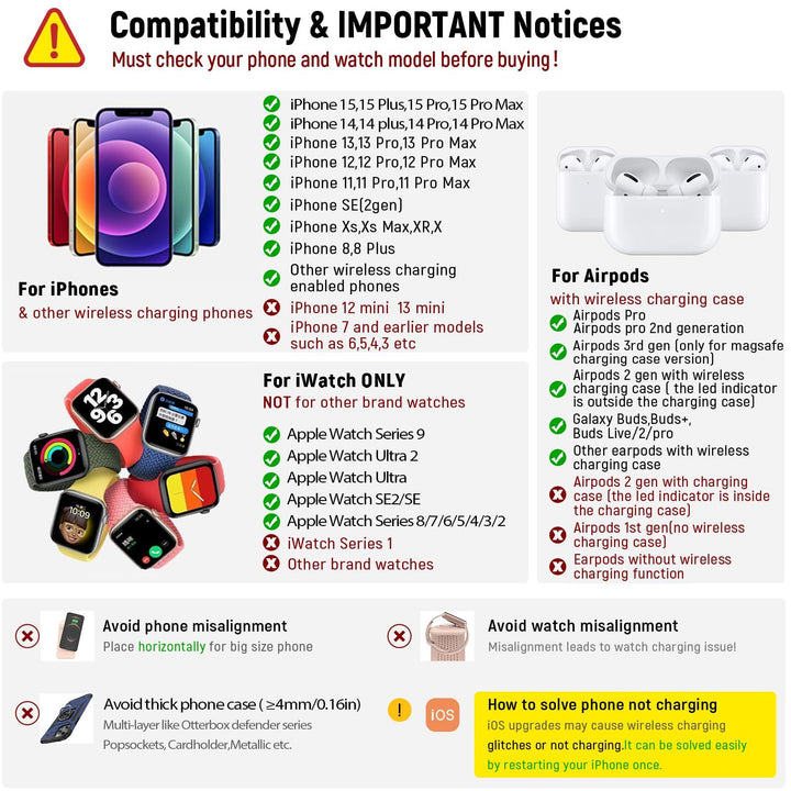 Wireless Charger Station, 4 In 1 Foldable 15W Fast Charging Wireless Charging Station With Night Light For IPods IWatch Tenko Store