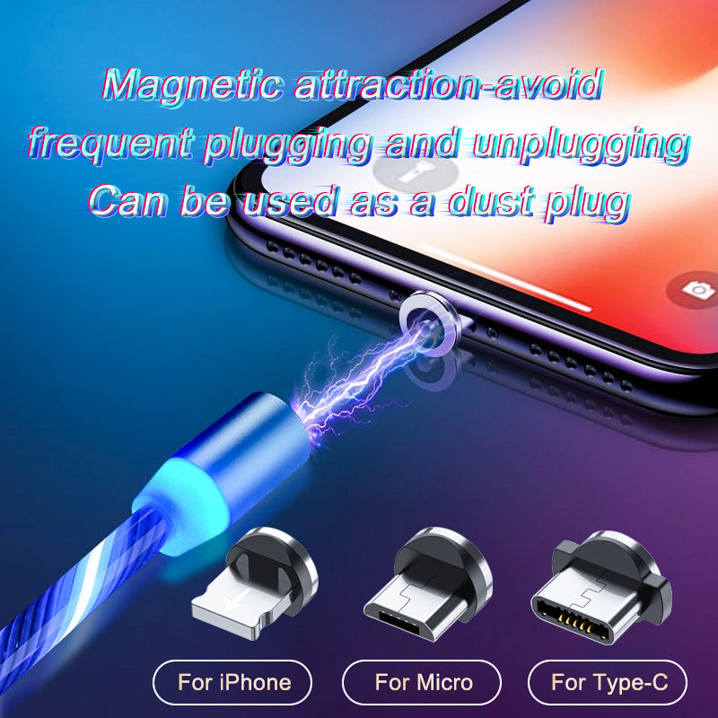 Magnetic Charging Cable Streamer Fast Charging Cable Lighting Micro USB Cable LED Magnet Charger Type-C Cable Tenko Store