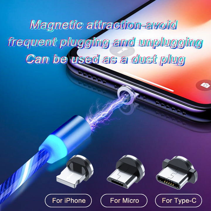 Magnetic Charging Cable Streamer Fast Charging Cable Lighting Micro USB Cable LED Magnet Charger Type-C Cable Tenko Store
