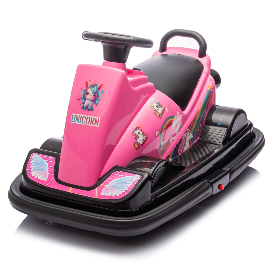 12V Kids Ride On Motor Bumper Car,integrating system,Rotate 360 degrees in place,Collision triggers sound effects and lights,Four-wheel waterfall light,Cute appearance design for kids aged 3-5. - Tenko Co., Ltd.