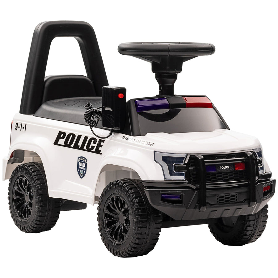 Aosom Kids Push Ride On Car with Working PA System and Horn, Police Truck Style Foot - to - Floor Sliding Car for Boys and Girls with Under - Seat Storage, for 18 Months to 5 Years Old, White - Tenko Co., Ltd.