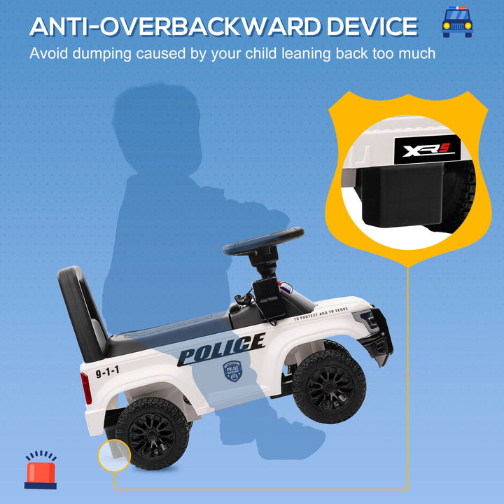 Aosom Kids Push Ride On Car with Working PA System and Horn, Police Truck Style Foot - to - Floor Sliding Car for Boys and Girls with Under - Seat Storage, for 18 Months to 5 Years Old, White - Tenko Co., Ltd.