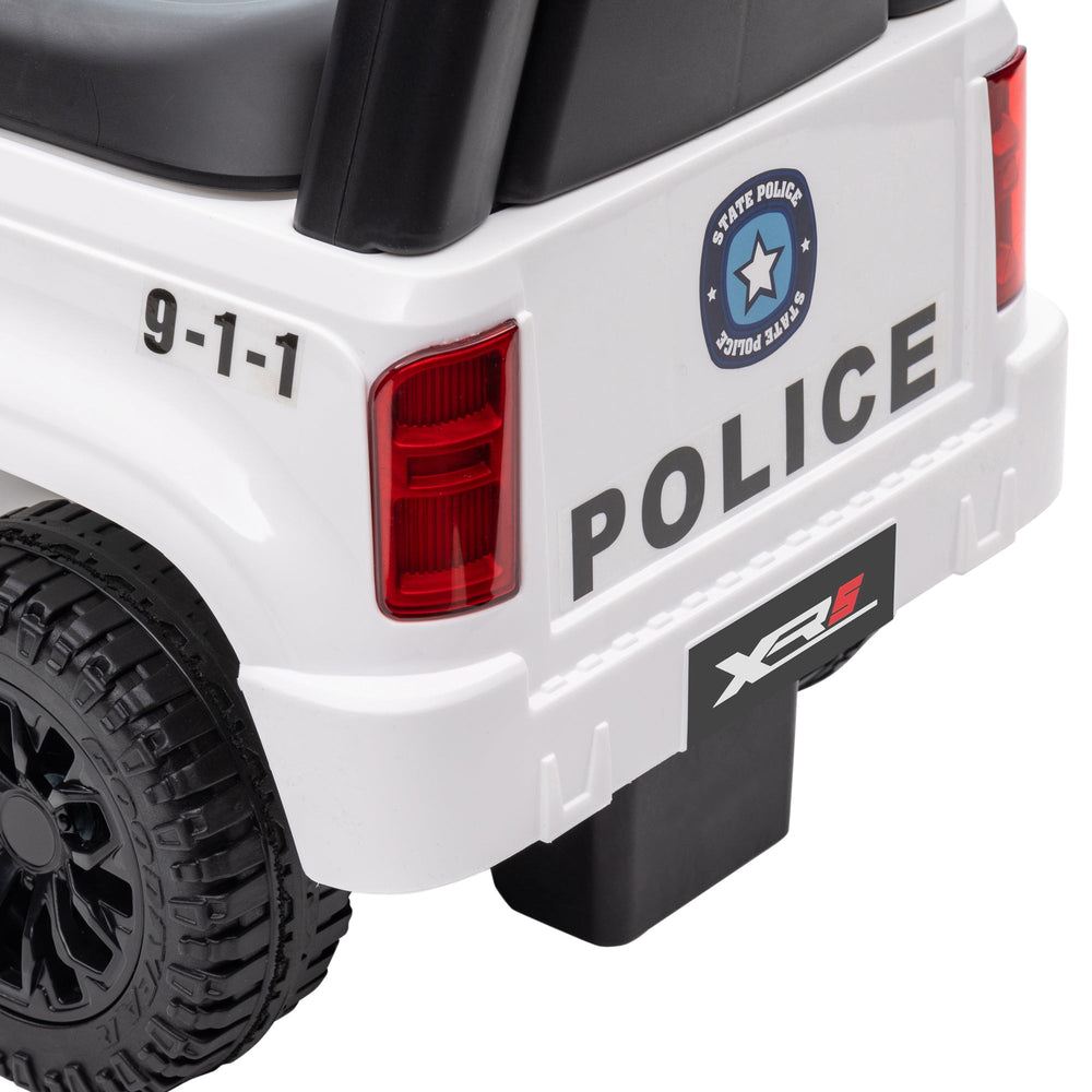 Aosom Kids Push Ride On Car with Working PA System and Horn, Police Truck Style Foot - to - Floor Sliding Car for Boys and Girls with Under - Seat Storage, for 18 Months to 5 Years Old, White - Tenko Co., Ltd.
