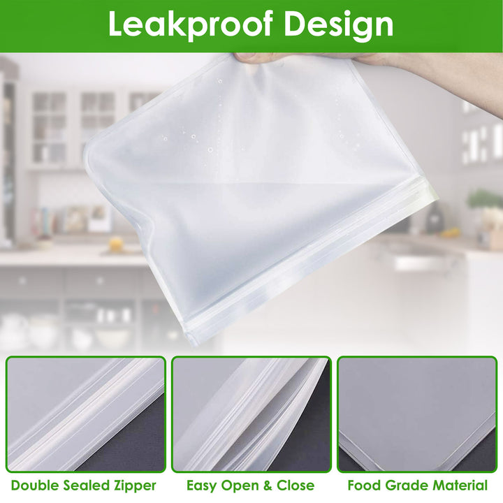 20Pcs Reusable Food Storage Bags 5 Sandwich Snack Gallon Quart Bag Leakproof BPA Free Food Container Freezer Safe Lunch Bag Tenko Store