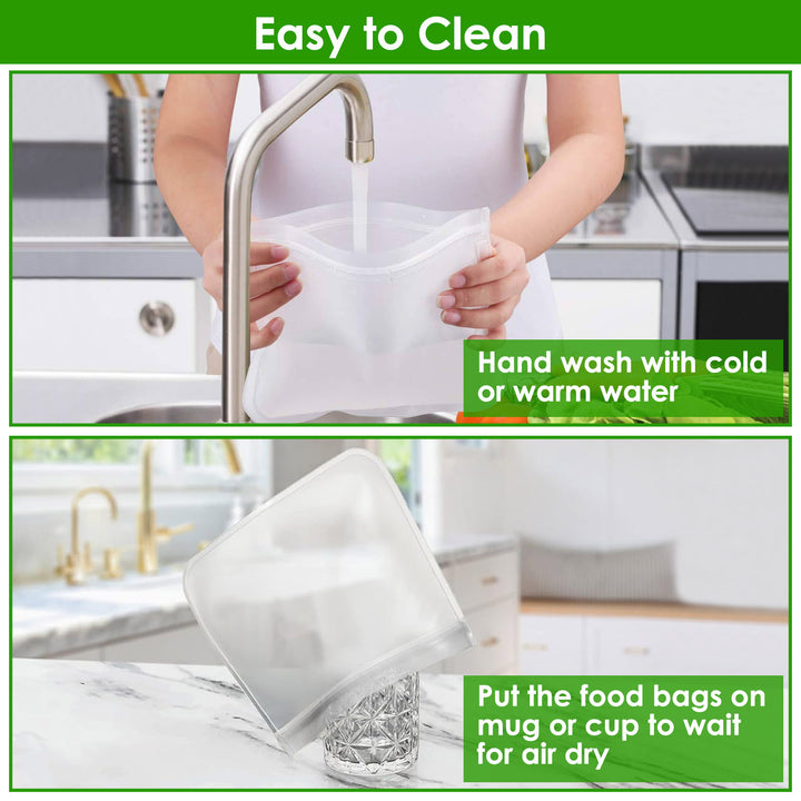 20Pcs Reusable Food Storage Bags 5 Sandwich Snack Gallon Quart Bag Leakproof BPA Free Food Container Freezer Safe Lunch Bag Tenko Store