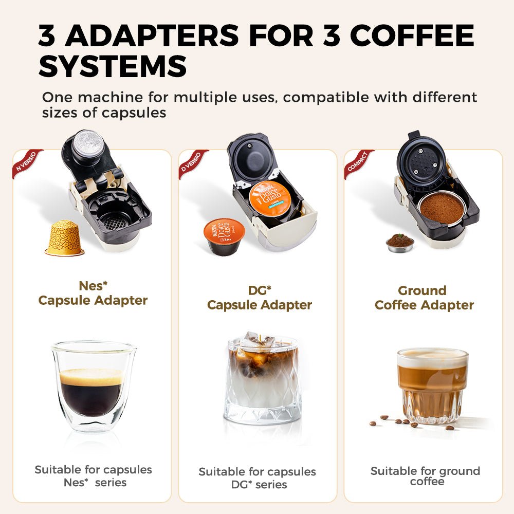 CAFELFFE 3 - in - 1 Capsule Coffee Machine: 19Bar Pressure, Hot/Cold Extraction for Global Coffee Lovers - MK609 - Tenko Co., Ltd.