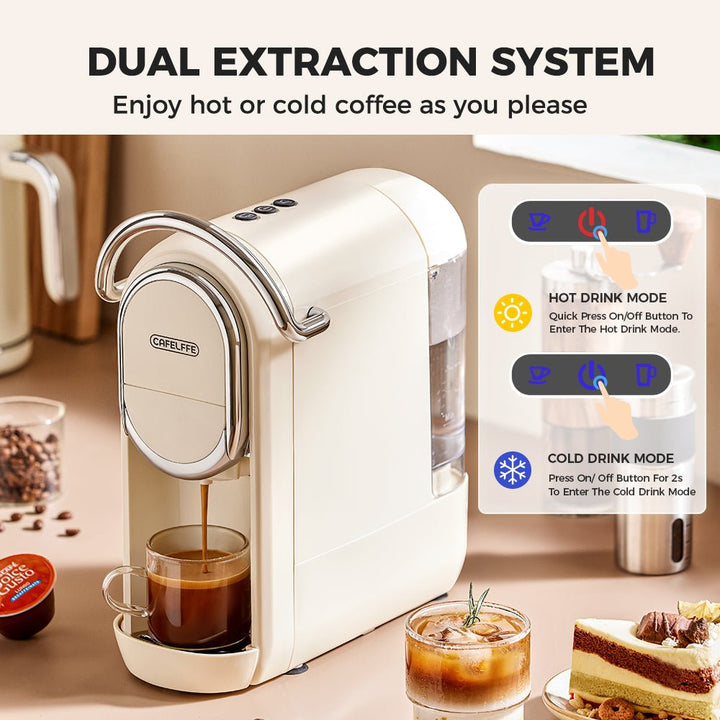 CAFELFFE 3 - in - 1 Capsule Coffee Machine: 19Bar Pressure, Hot/Cold Extraction for Global Coffee Lovers - MK609 - Tenko Co., Ltd.