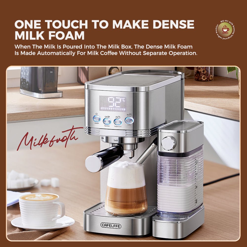 CAFELFFE MK801 Automatic Espresso Machine: 20 - Bar Pressure, 3 - Level Temp Control, 0.7L Milk Box, Multi - Flavor Coffee Maker for Global Users - Tenko Co., Ltd.