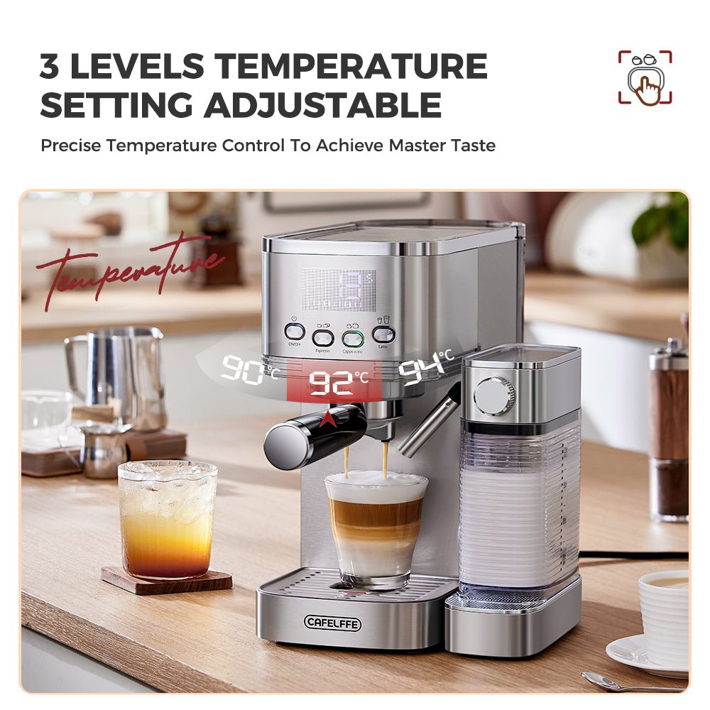 CAFELFFE MK801 Automatic Espresso Machine: 20 - Bar Pressure, 3 - Level Temp Control, 0.7L Milk Box, Multi - Flavor Coffee Maker for Global Users - Tenko Co., Ltd.