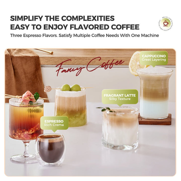 CAFELFFE MK801 Automatic Espresso Machine: 20 - Bar Pressure, 3 - Level Temp Control, 0.7L Milk Box, Multi - Flavor Coffee Maker for Global Users - Tenko Co., Ltd.