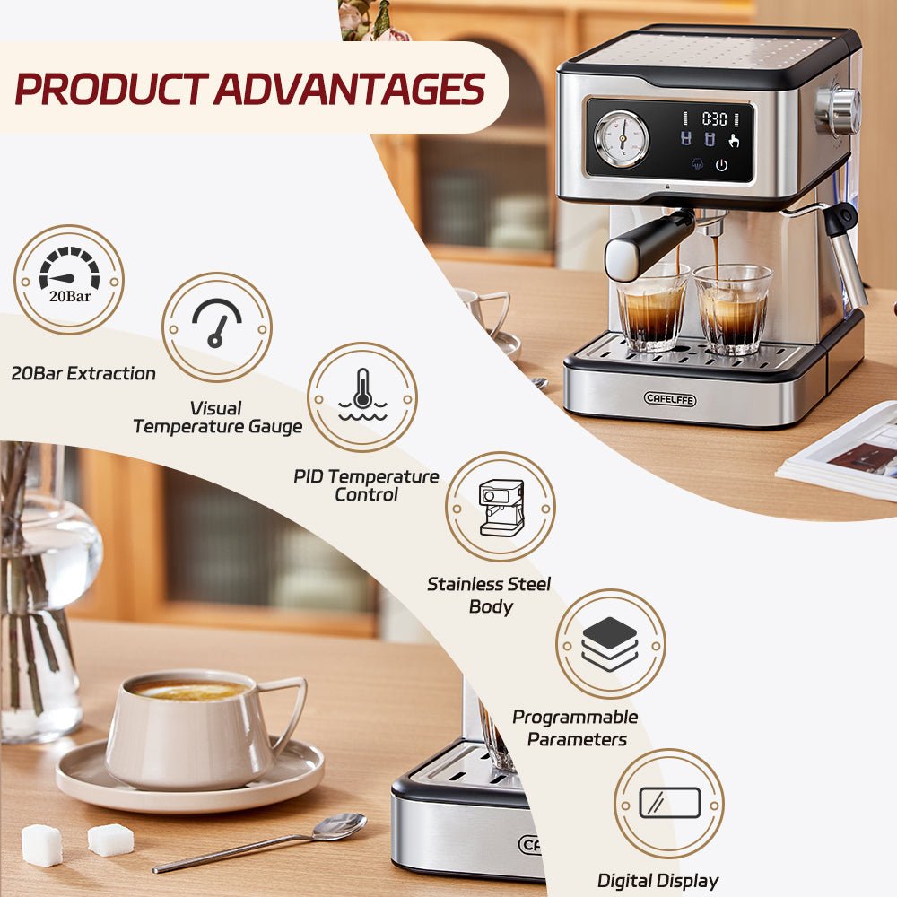 CAFELFFE MK901 Espresso Machine: 20 - Bar Pressure, PID Temperature Control, Smart Touch Panel, Volumetric Control for Global Coffee Lovers - Tenko Co., Ltd.