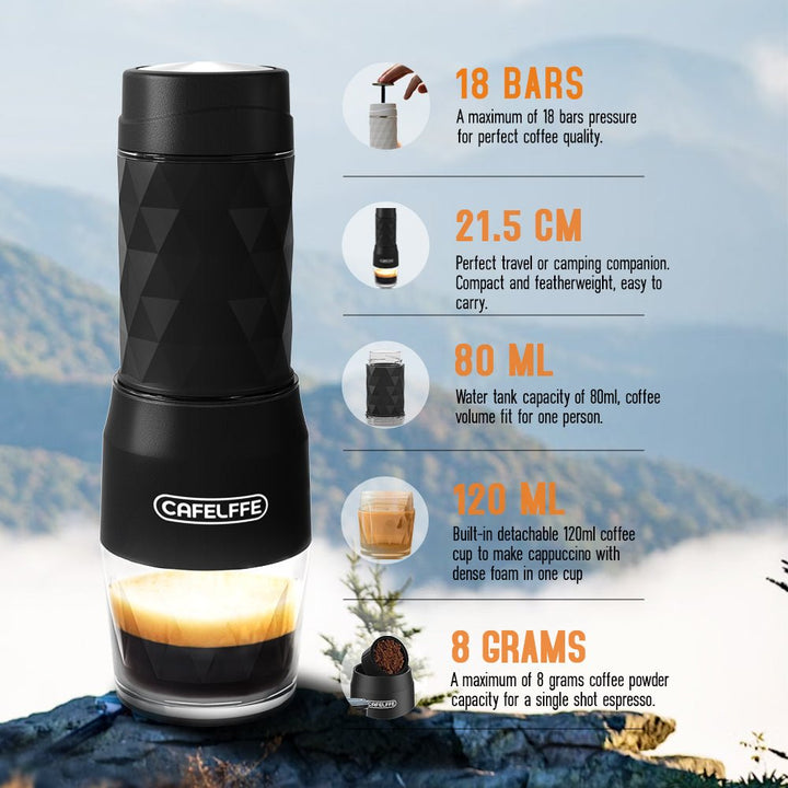 CAFELFFE Portable Brew Presso: 3 - in - 1 Hand - Powered 18Bar Pressure Coffee Brewer for Camping & Travel - MK501 - Tenko Co., Ltd.