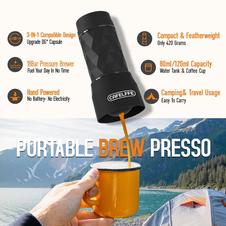 CAFELFFE Portable Brew Presso: 3 - in - 1 Hand - Powered 18Bar Pressure Coffee Brewer for Camping & Travel - MK501 - Tenko Co., Ltd.