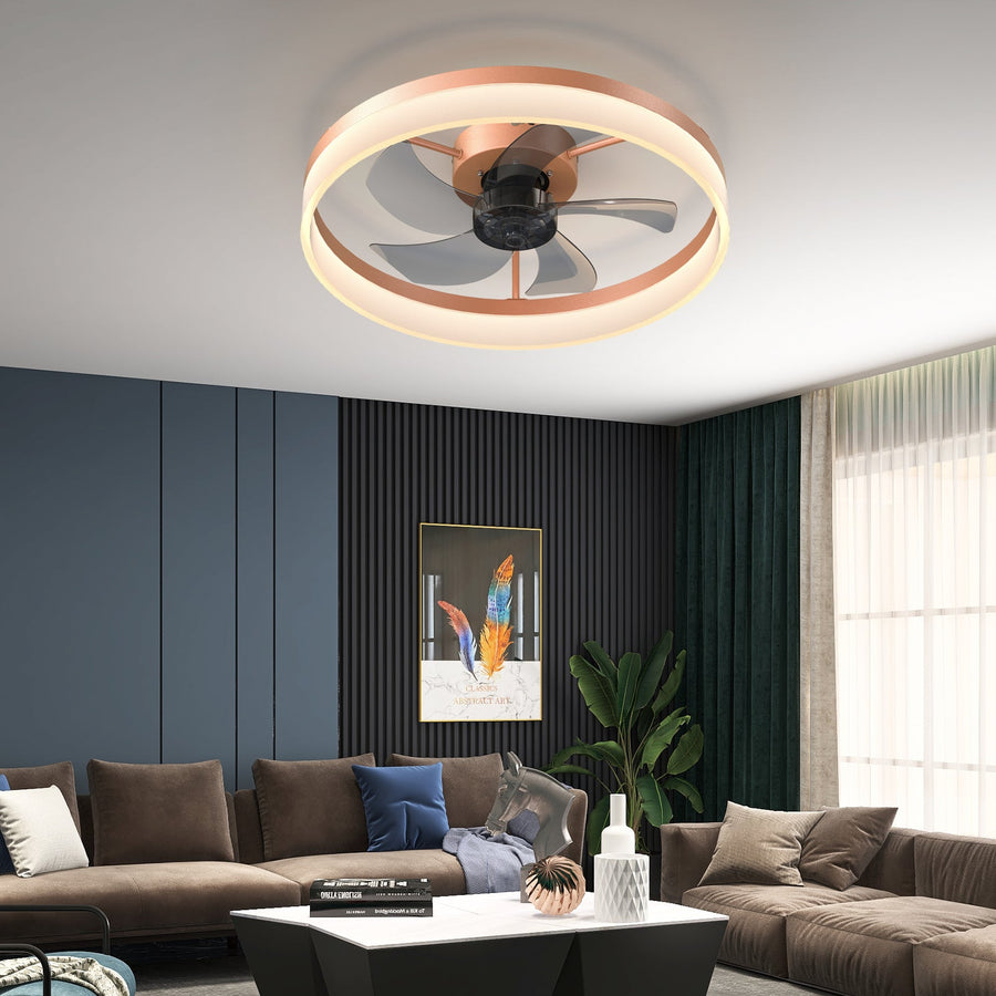 Ceiling Fans with Lights Dimmable LED Embedded installation of thin modern ceiling fans(Rose Gold) - Tenko Co., Ltd.
