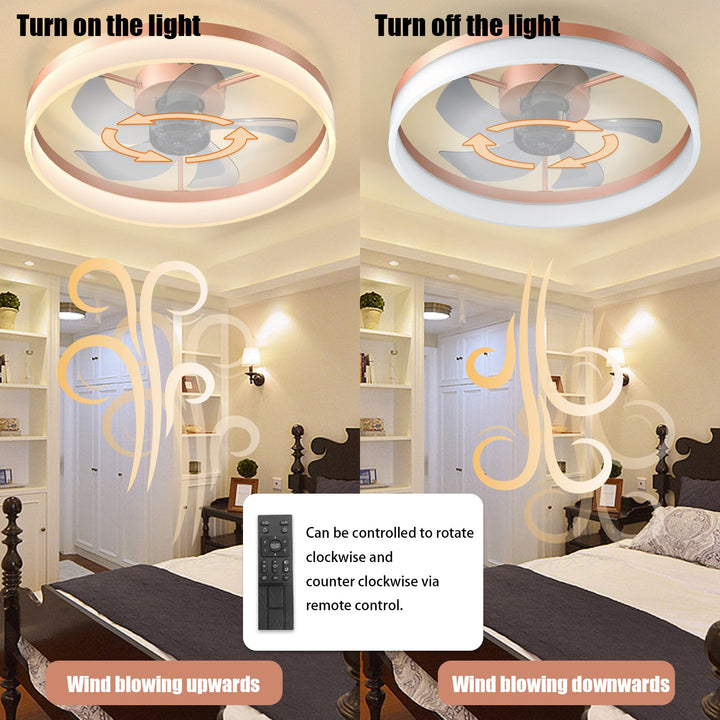 Ceiling Fans with Lights Dimmable LED Embedded installation of thin modern ceiling fans(Rose Gold) - Tenko Co., Ltd.