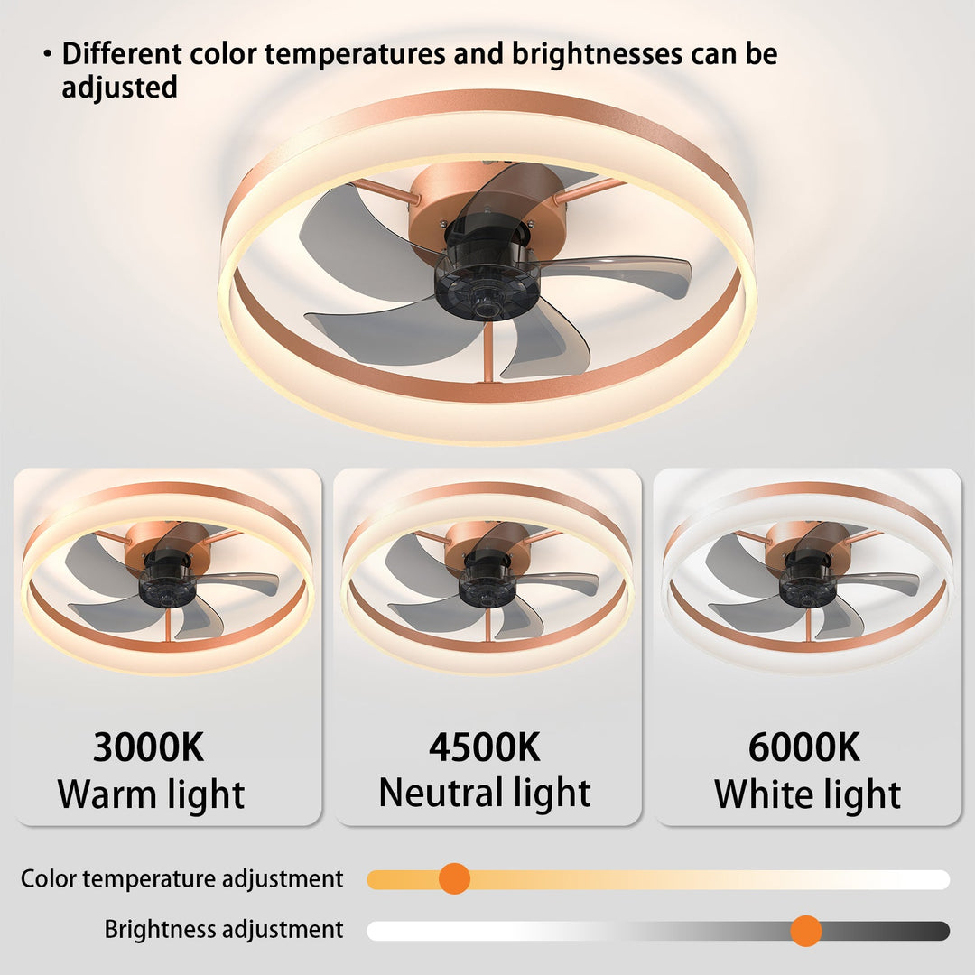 Ceiling Fans with Lights Dimmable LED Embedded installation of thin modern ceiling fans(Rose Gold) - Tenko Co., Ltd.