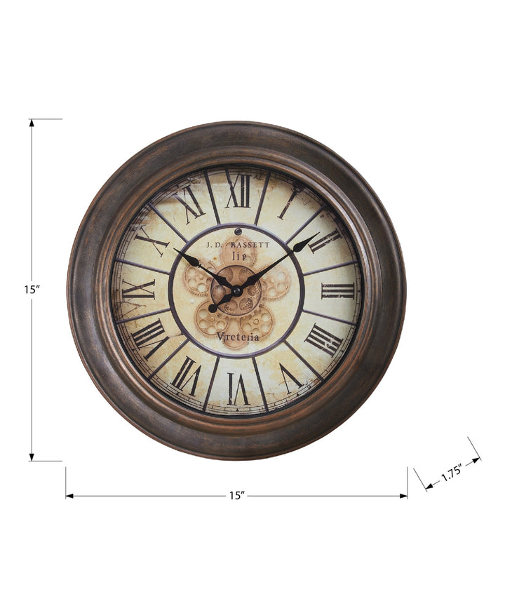 Clocks, 15' Round, Wall Clock, Antique Brown, Transitional - Tenko Co., Ltd.