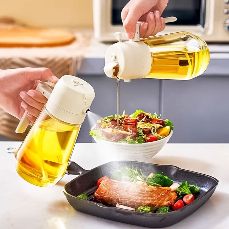 470ML Olive Oil Sprayer Dispenser For Cooking BBQ 2 In 1 Glass Oil Vinegar Soy Sauce Spray Kitchen Oil Bottle For Air Fryer Tenko Store