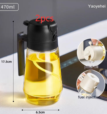 470ML Olive Oil Sprayer Dispenser For Cooking BBQ 2 In 1 Glass Oil Vinegar Soy Sauce Spray Kitchen Oil Bottle For Air Fryer Tenko Store