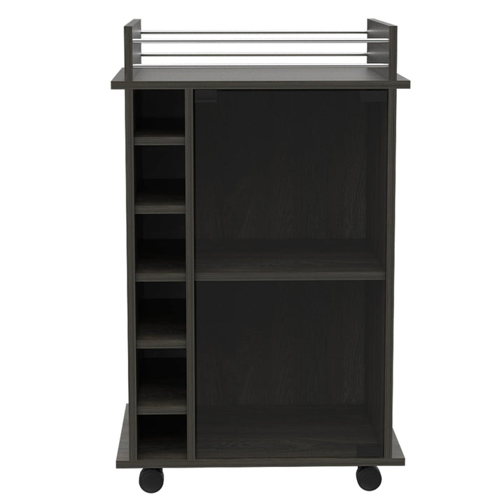 Dukat Bar Cart,Two Shelves, Six Built - in Wine Rack, Four Casters - Espresso - Tenko Co., Ltd.