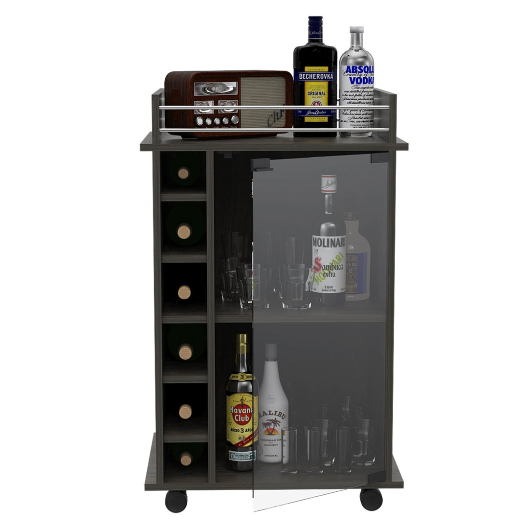 Dukat Bar Cart,Two Shelves, Six Built - in Wine Rack, Four Casters - Espresso - Tenko Co., Ltd.