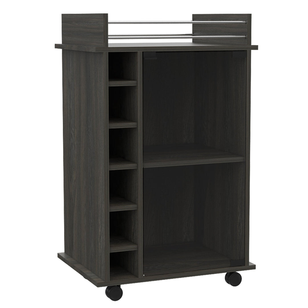 Dukat Bar Cart,Two Shelves, Six Built - in Wine Rack, Four Casters - Espresso - Tenko Co., Ltd.