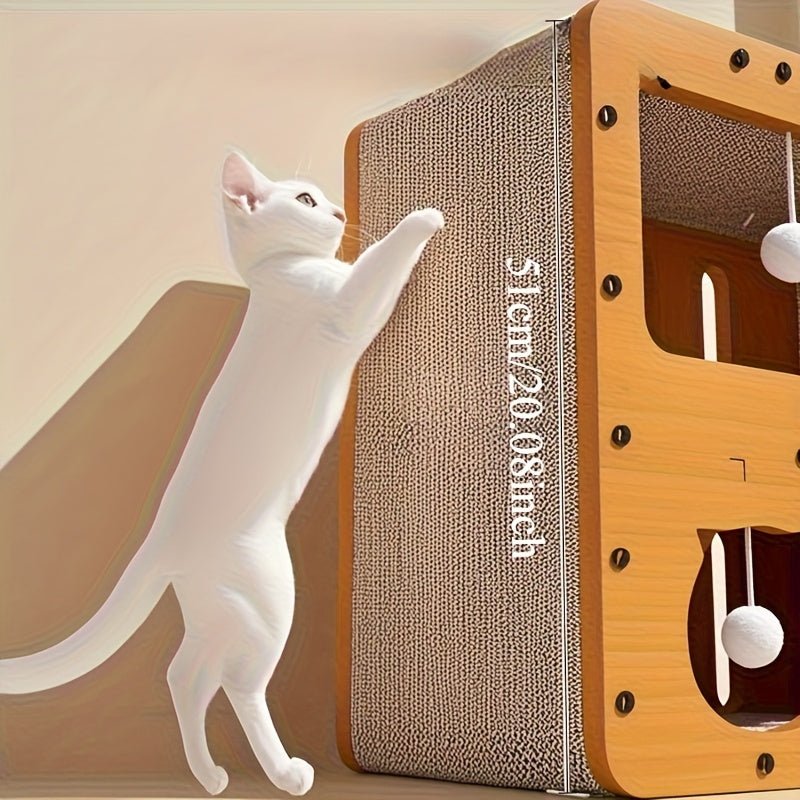 Extra - Large Vertical Scratching Post and Cool House - Two - Storey Cat Villa with Scratching Boards, Platform, and Entry Door - Space - Saving, Sturdy Design for Multi - Cat Households - Indoor Cat Claw Gua - Tenko Co., Ltd.