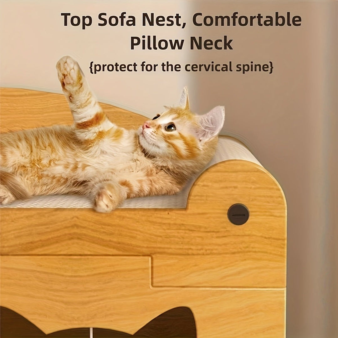 Extra - Large Vertical Scratching Post and Cool House - Two - Storey Cat Villa with Scratching Boards, Platform, and Entry Door - Space - Saving, Sturdy Design for Multi - Cat Households - Indoor Cat Claw Gua - Tenko Co., Ltd.