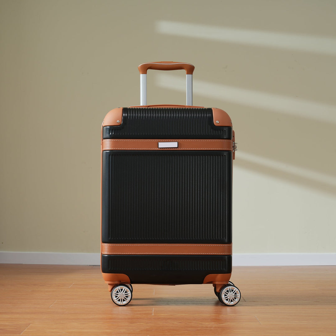 Hardshell Luggage Sets 3 Piece Carry - on Suitcase Double Spinner Wheels with TSA Lock for Men Women, Black (20in) - Tenko Co., Ltd.