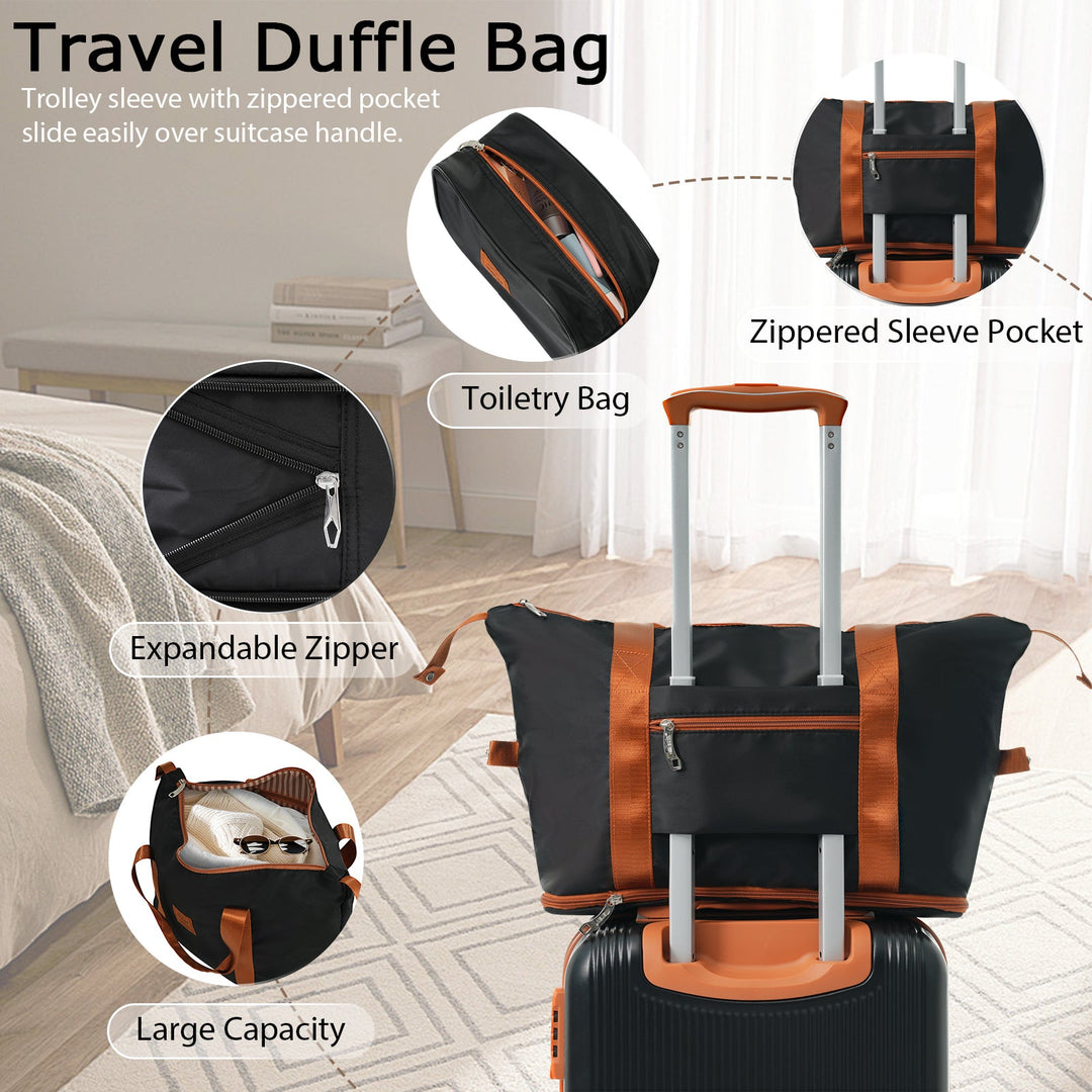 Hardshell Luggage Sets 3 Piece Carry - on Suitcase Double Spinner Wheels with TSA Lock for Men Women, Black (20in) - Tenko Co., Ltd.