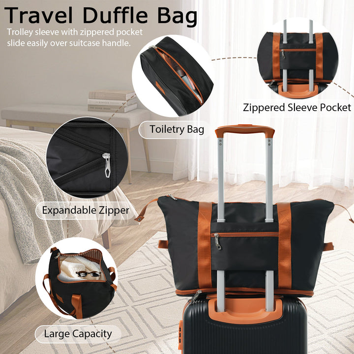 Hardshell Luggage Sets 3 Piece Carry - on Suitcase Double Spinner Wheels with TSA Lock for Men Women, Black (20in) - Tenko Co., Ltd.