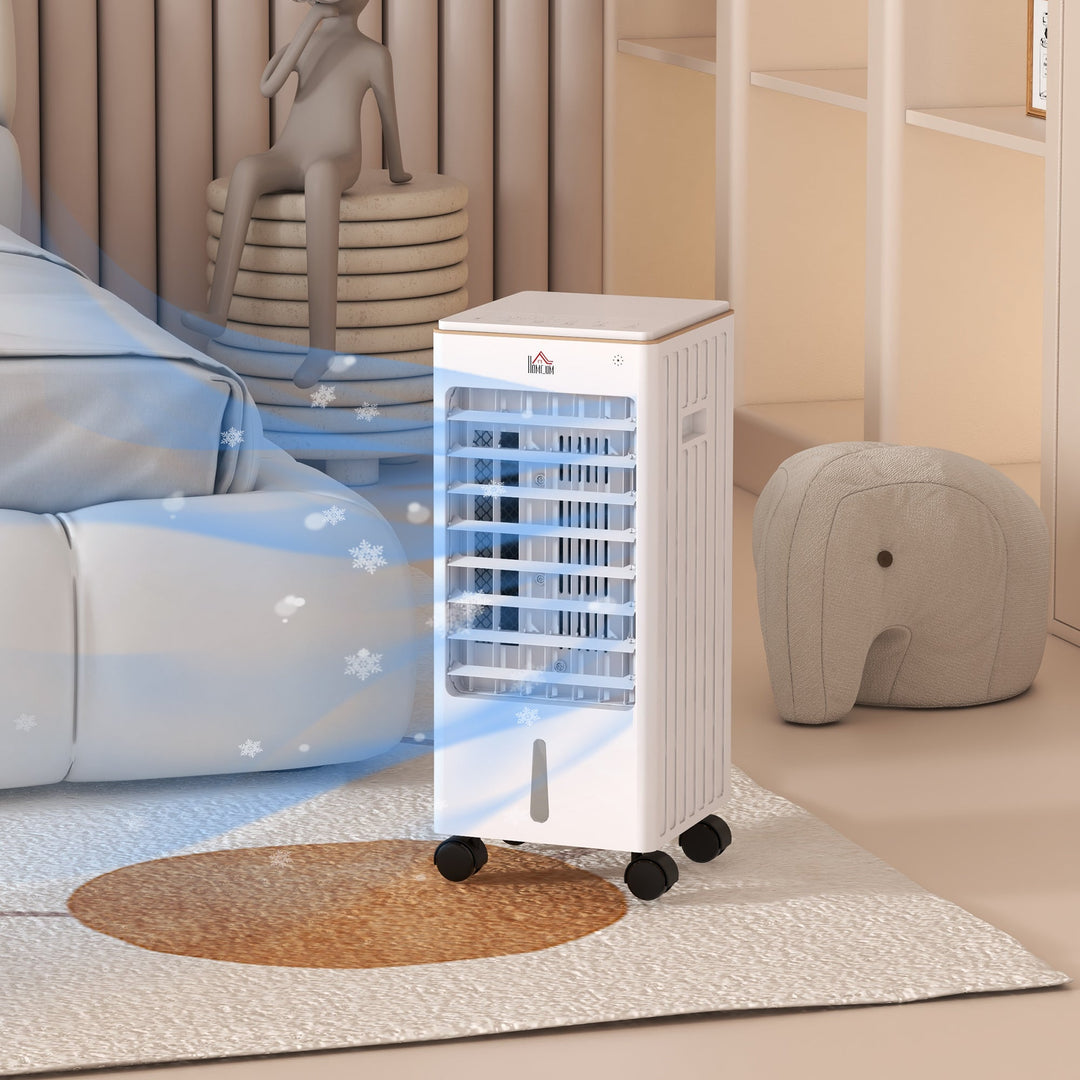 HOMCOM 21' Evaporative Air Cooler with Ice Packs, 3 - In - 1 Ice Cooling Fan, Portable Swamp Cooler with Water Tank, 7.5H Timer, 60° Oscillating, Remote, for Home Office Bedroom, White - Tenko Co., Ltd.