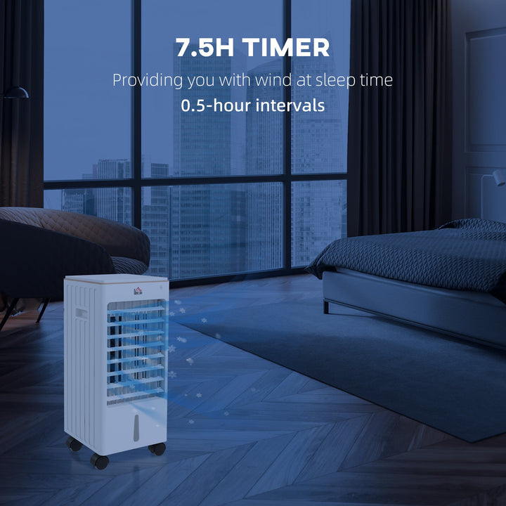 HOMCOM 21' Evaporative Air Cooler with Ice Packs, 3 - In - 1 Ice Cooling Fan, Portable Swamp Cooler with Water Tank, 7.5H Timer, 60° Oscillating, Remote, for Home Office Bedroom, White - Tenko Co., Ltd.