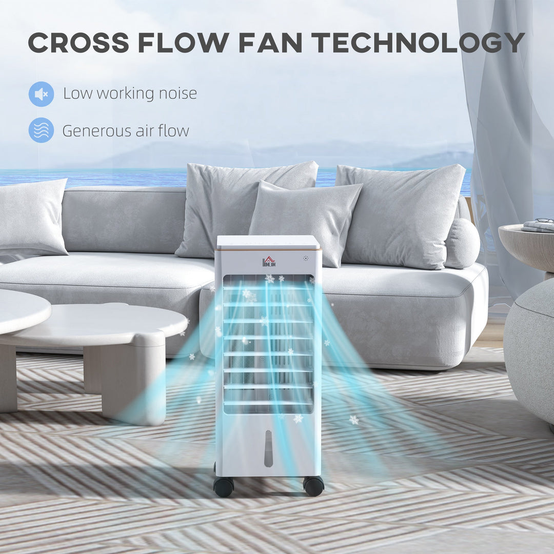 HOMCOM 21' Evaporative Air Cooler with Ice Packs, 3 - In - 1 Ice Cooling Fan, Portable Swamp Cooler with Water Tank, 7.5H Timer, 60° Oscillating, Remote, for Home Office Bedroom, White - Tenko Co., Ltd.