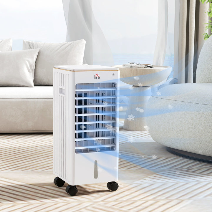 HOMCOM 21' Evaporative Air Cooler with Ice Packs, 3 - In - 1 Ice Cooling Fan, Portable Swamp Cooler with Water Tank, 7.5H Timer, 60° Oscillating, Remote, for Home Office Bedroom, White - Tenko Co., Ltd.