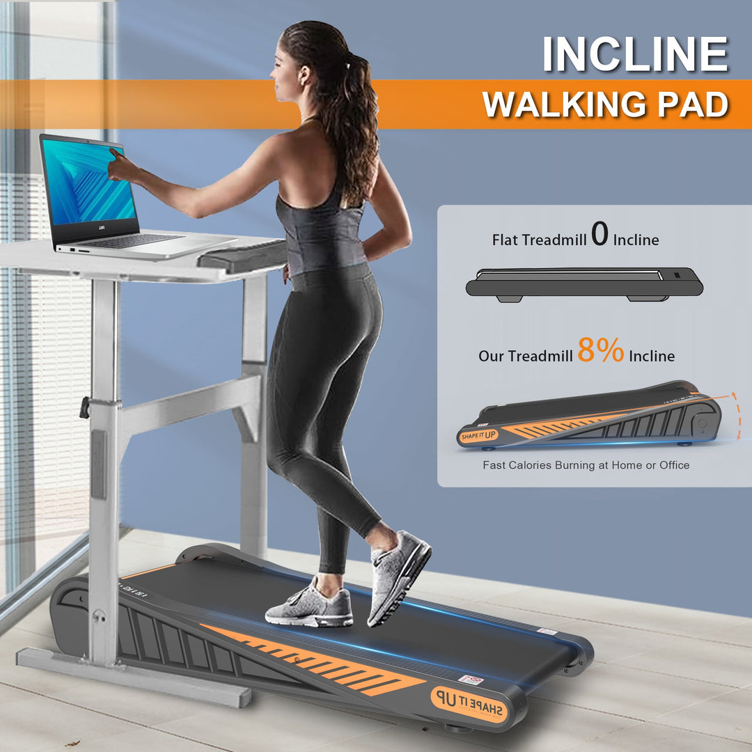 Home Exercise Walking Pad Under Desk Treadmill 8% Incline for Small Space - Tenko Co., Ltd.