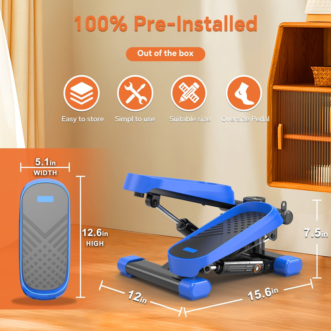 Home Office Exercise 330LBS Capacity Mini Stepper with Resistance Bands and LCD Monitor - Tenko Co., Ltd.