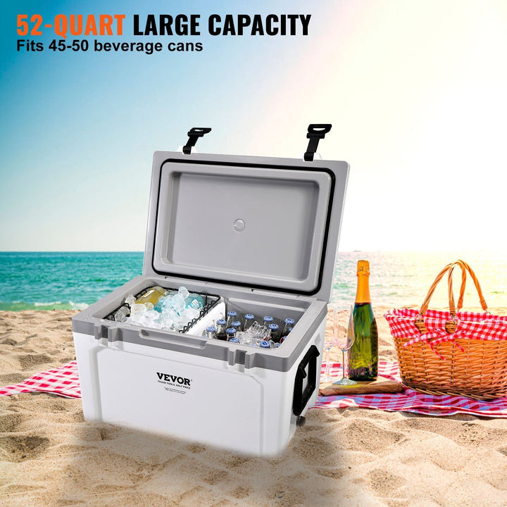 Insulated Portable Cooler, 52 qt, Holds 50 Cans, Ice Retention Hard Cooler with Heavy Duty Handle, Ice Chest Lunch Box for Camping, Beach, Picnic, Travel, Outdoor, Keeps Cool for up to 6 Days - Tenko Co., Ltd.