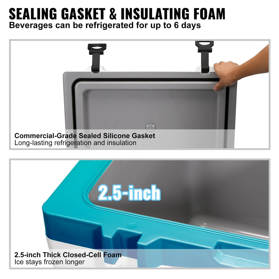 Insulated Portable Cooler, 52 qt, Holds 50 Cans, Ice Retention Hard Cooler with Heavy Duty Handle, Ice Chest Lunch Box for Camping, Beach, Picnic, Travel, Outdoor, Keeps Cool for up to 6 Days - Tenko Co., Ltd.