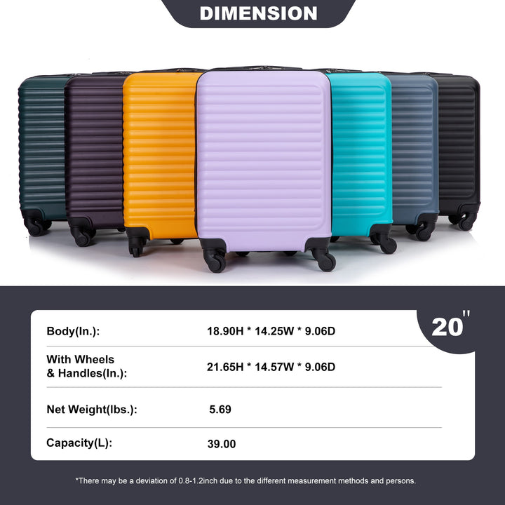 Lightweight 20' Carry On Luggage Suitcase with Spinner Wheels, Black ABS - Tenko Co., Ltd.