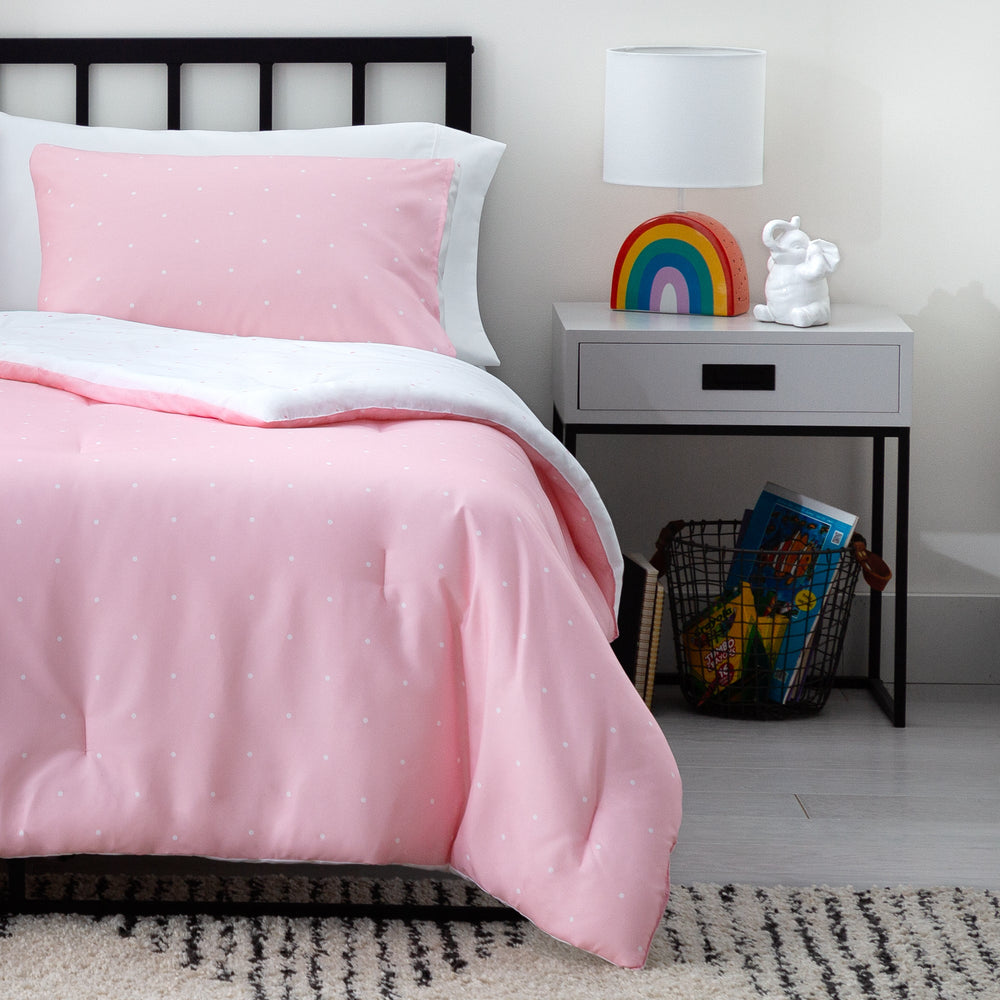 Linenspa Microfiber Designer Comforter - Polka Dot , Cal King, Pink - Tenko Co., Ltd.