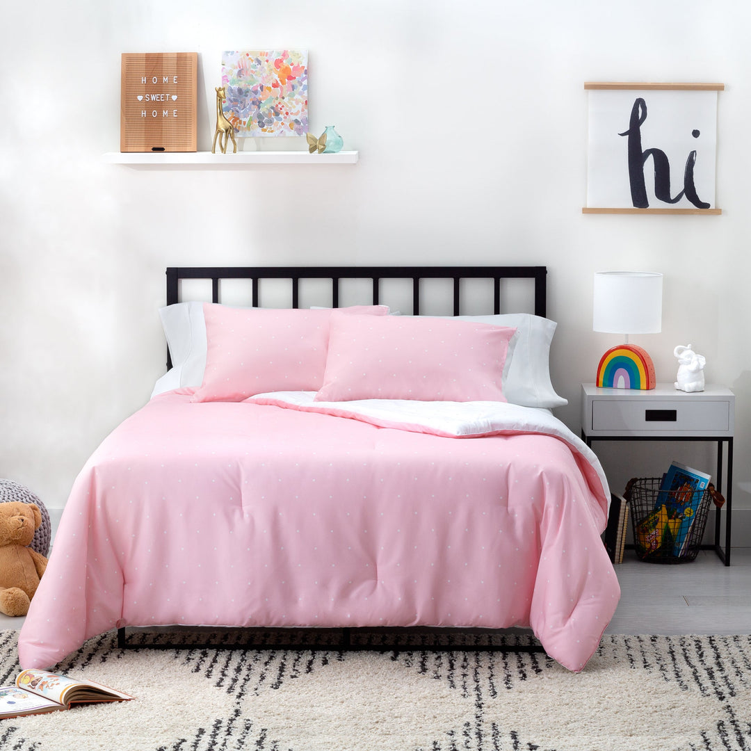 Linenspa Microfiber Designer Comforter - Polka Dot , Cal King, Pink - Tenko Co., Ltd.