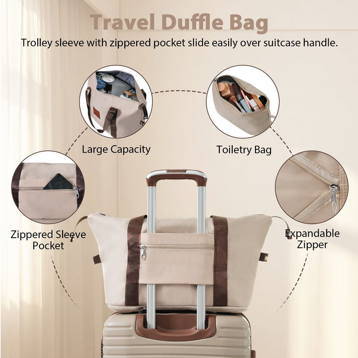 Luggage Sets 3 Piece Carry on Luggage 22x14x9 Airline Approved, Lightweight Hardshell ABS Suitcases with Wheels, 20 inch, Khaki - Tenko Co., Ltd.