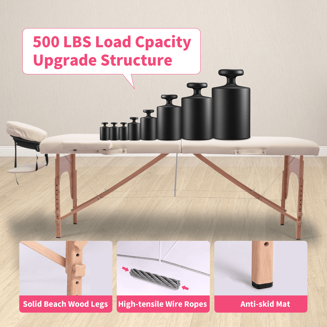 Massage Table Portable Massage Bed Lash Bed with Carrying Case SPA Table Height Adjustable, Salon Bed Face Cradle Bed - Tenko Co., Ltd.