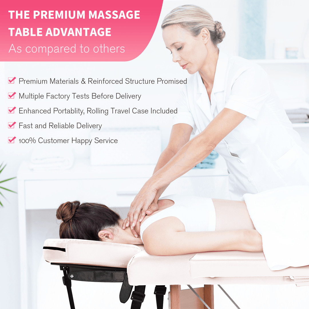 Massage Table Portable Massage Bed Lash Bed with Carrying Case SPA Table Height Adjustable, Salon Bed Face Cradle Bed - Tenko Co., Ltd.