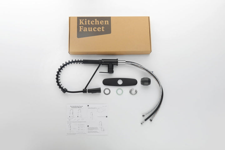 Matte Black Kitchen Faucet with Soap Dispenser Single Handle Kitchen Sink Faucet with Pull Down Sprayer Utility Sink Faucet Single Hole for Laundry Sink Stainless Steel 1.8 GPM - Tenko Co., Ltd.
